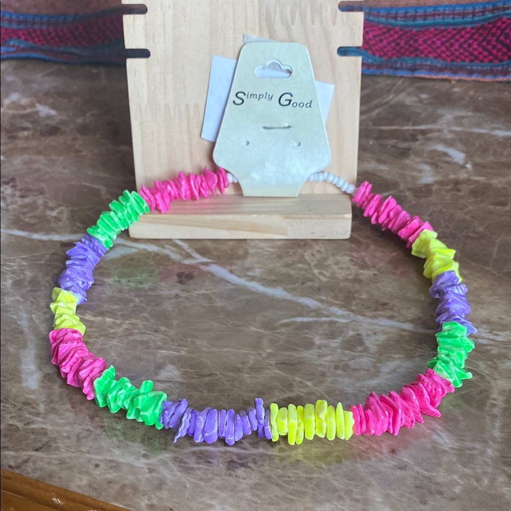 Vibrant Pink and Green Necklace with Textured Beads